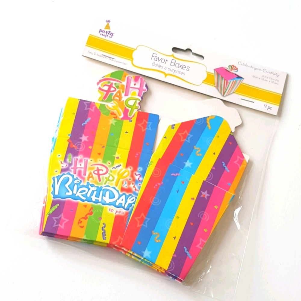 4 pcs Happy Birthday Boxes Treat Boxes Favor Boxes